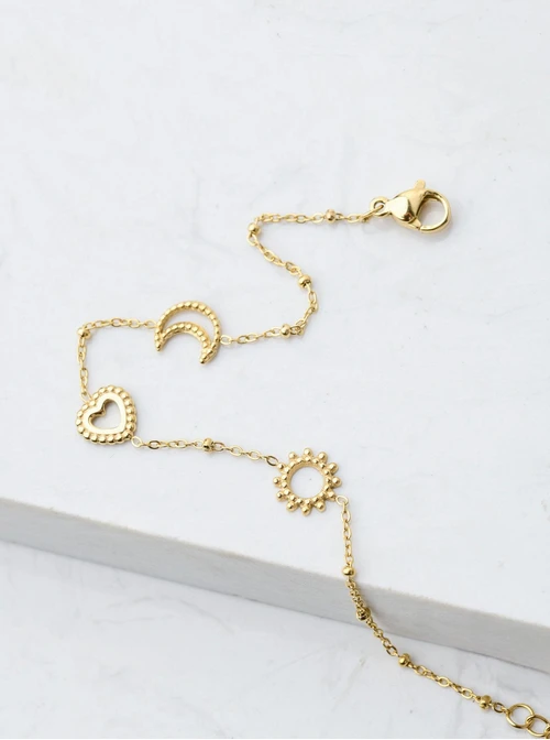 Bransoletka księżyc, serduszko, złoty S105951Z00