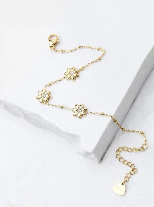 Bransoletka kwiatki z kryształkami, złoty S106000Z00