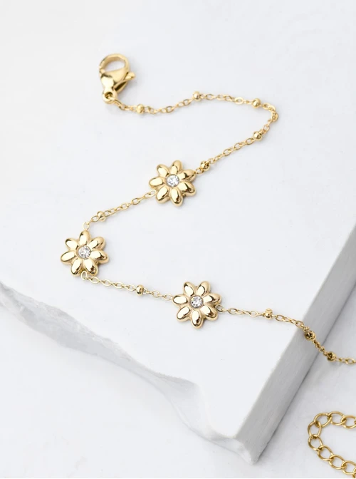 Bransoletka kwiatki z kryształkami, złoty S106000Z00