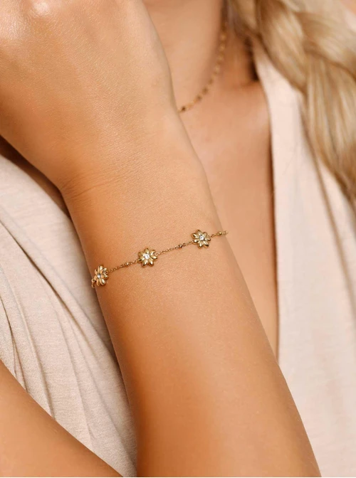 Bransoletka kwiatki z kryształkami, złoty S106000Z00