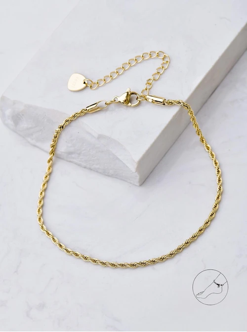 Bransoletka na kostkę, splot Corda, złoty S106943Z00