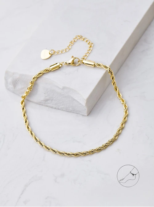 Bransoletka na kostkę, splot Corda, złoty S106944Z00