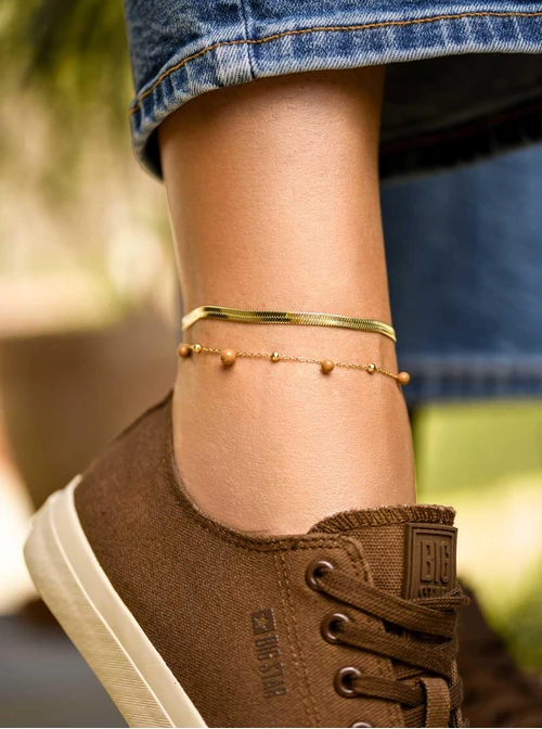 Bransoletka na kostkę żmijka, złoty S106942Z00