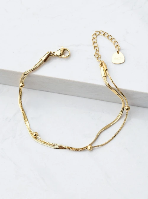 Bransoletka podwójna, kuleczki, złoty S106251Z00