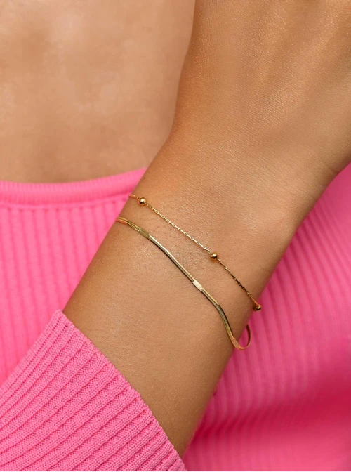 Bransoletka podwójna, kuleczki, złoty S106251Z00