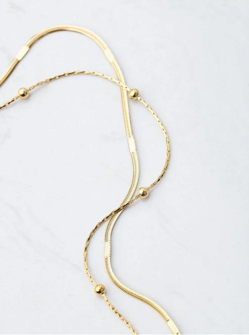 Bransoletka podwójna, kuleczki, złoty S106251Z00