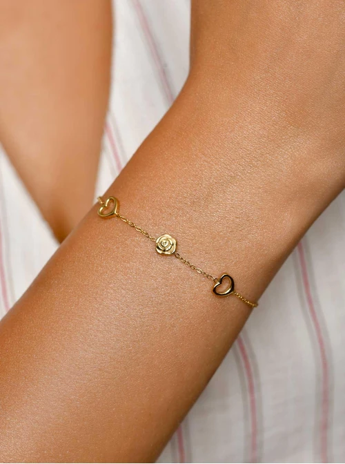 Bransoletka serduszka, róża, złoty S106006Z00