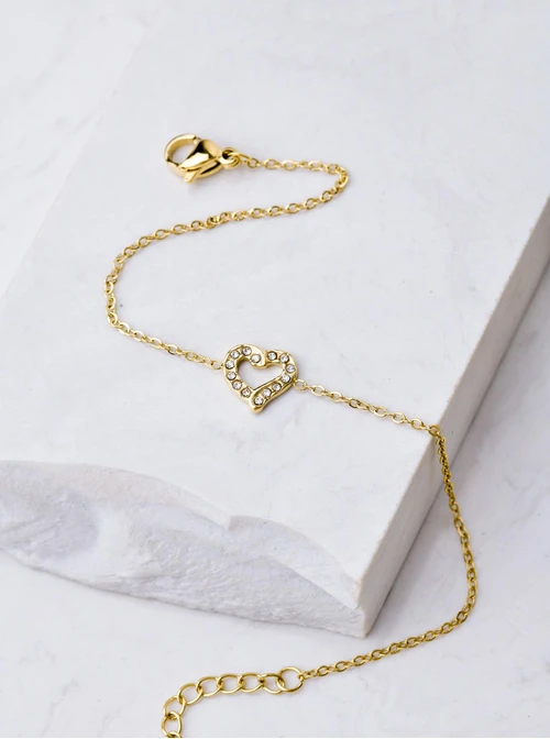 Bransoletka serduszko z kryształkami, złoty S106217Z00