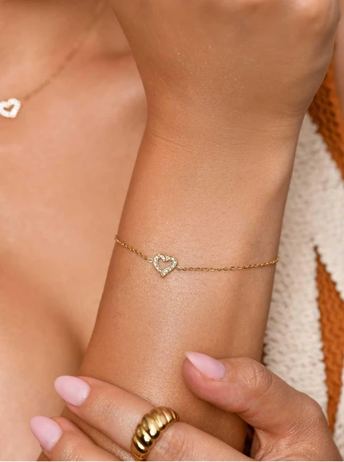 Bransoletka serduszko z kryształkami, złoty S106217Z00