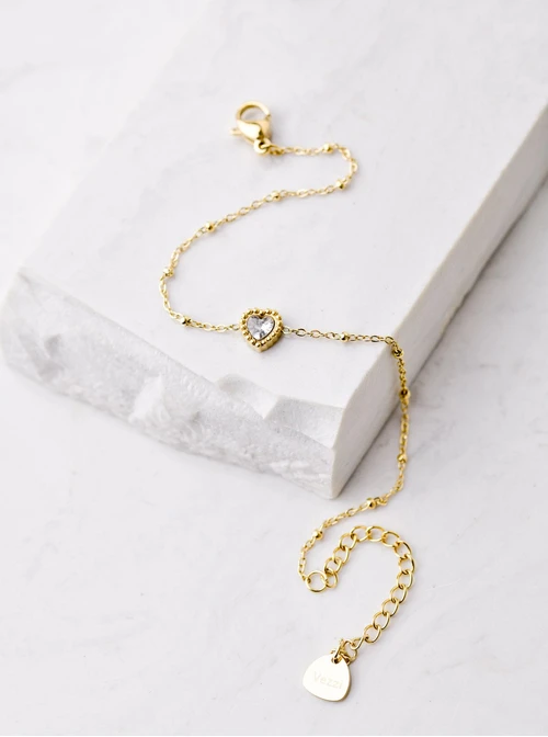 Bransoletka serduszko z kryształkiem, złoty S106086Z00