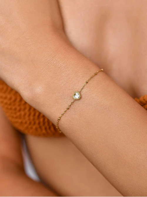 Bransoletka serduszko z kryształkiem, złoty S106086Z00