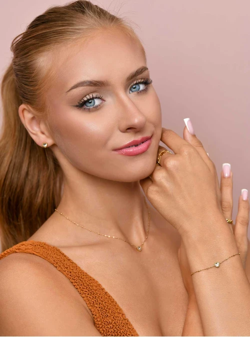 Bransoletka serduszko z kryształkiem, złoty S106086Z00