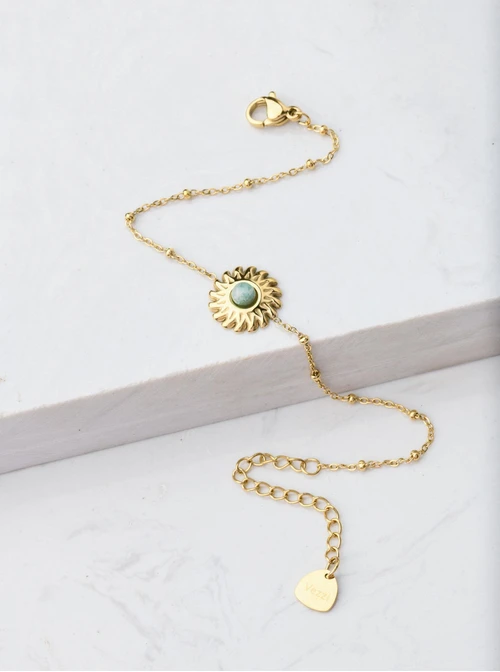 Bransoletka słońce, Amazonit, złoty S106064Z05