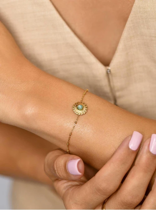 Bransoletka słońce, Amazonit, złoty S106064Z05