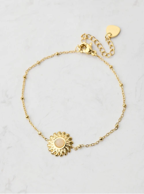 Bransoletka słońce, Różowy Kwarc, złoty S106064Z06