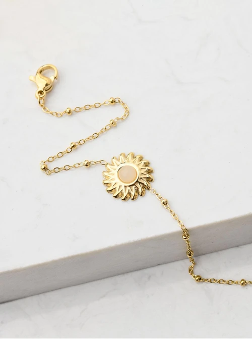 Bransoletka słońce, Różowy Kwarc, złoty S106064Z06