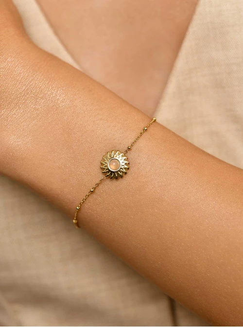 Bransoletka słońce, Różowy Kwarc, złoty S106064Z06