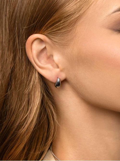 Kolczyki dmuchane kropelki, srebrny S207254S00