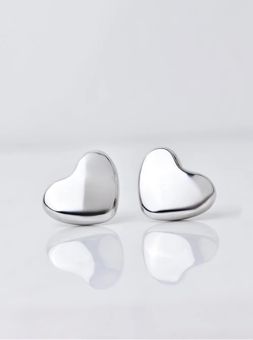 Kolczyki dmuchane serca, srebrny S206552S00