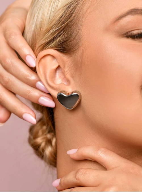 Kolczyki dmuchane serca, srebrny S206552S00