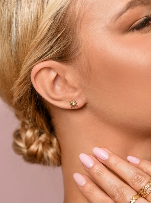 Kolczyki gwiazdki z kryształkiem, złoty S206598Z00
