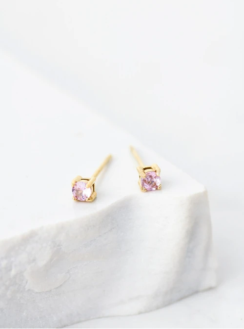 Kolczyki malutki, różowy kryształek,(0,3cm), złoty S206917Z06