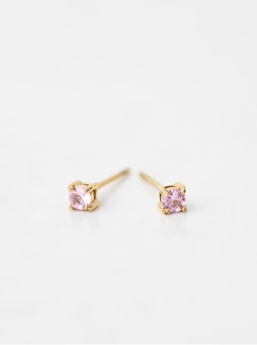 Kolczyki malutki, różowy kryształek,(0,3cm), złoty S206917Z06