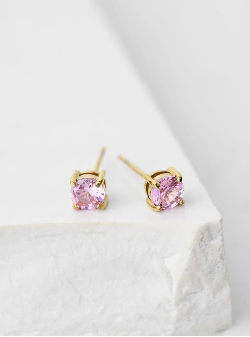 Kolczyki różowy kryształek (0,5 cm), złoty S206918Z06