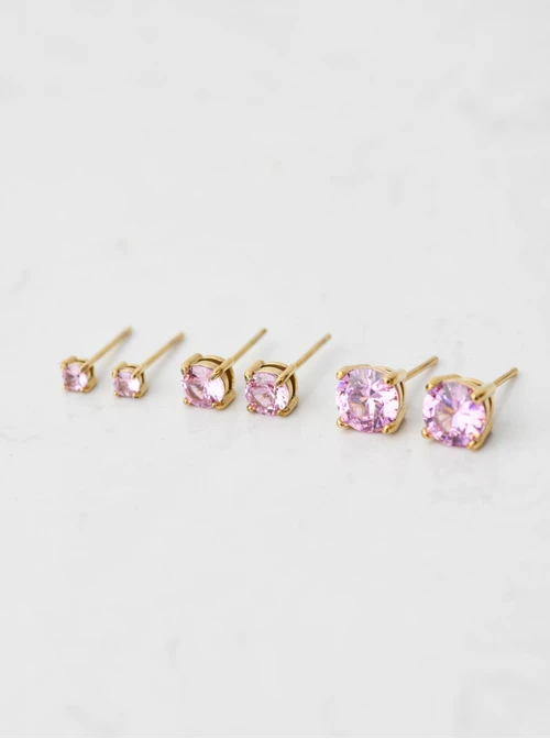 Kolczyki różowy kryształek (0,5 cm), złoty S206918Z06