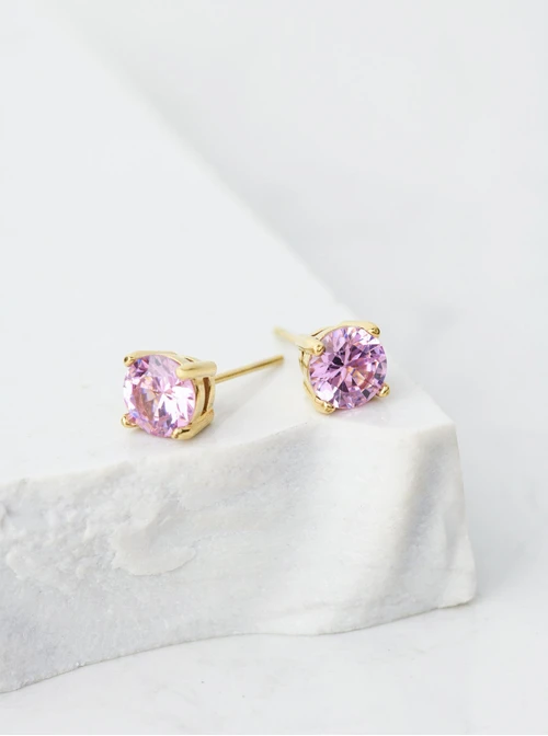 Kolczyki różowy kryształek, (0,7cm), złoty S206919Z06