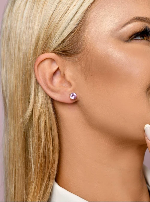 Kolczyki różowy kryształek, (0,7cm), złoty S206919Z06