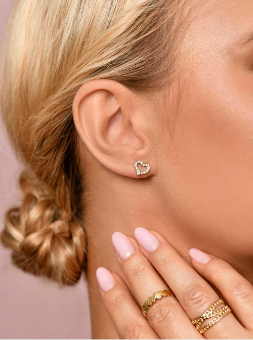 Kolczyki serduszka z kryształkami, złoty S206218Z00