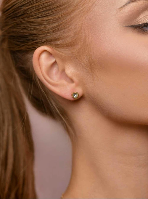 Kolczyki serduszka z kryształkiem, złoty S206087Z00