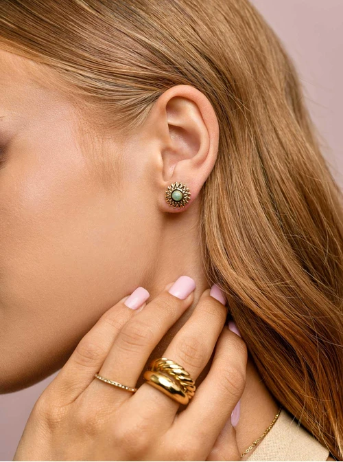 Kolczyki słońce, Amazonit, złoty S206065Z05