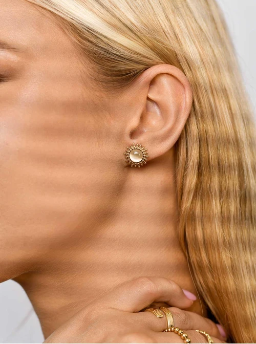 Kolczyki słońce Kocie Oko, złoty S206258Z00