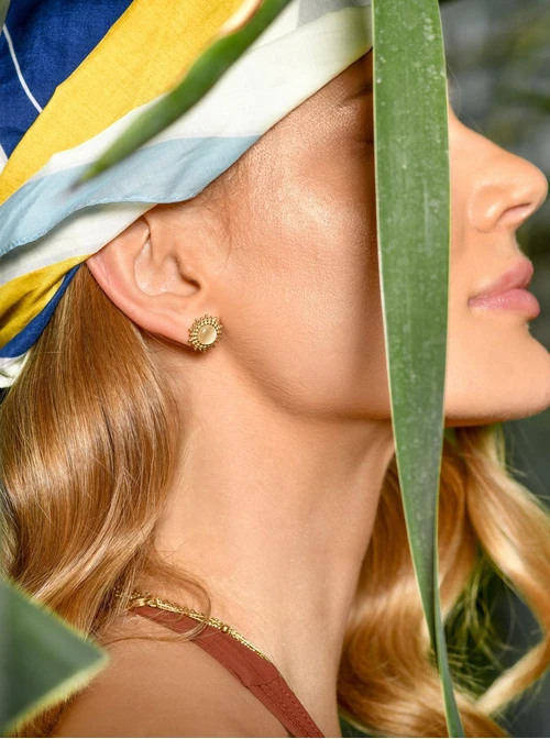 Kolczyki słońce Kocie Oko, złoty S206258Z00