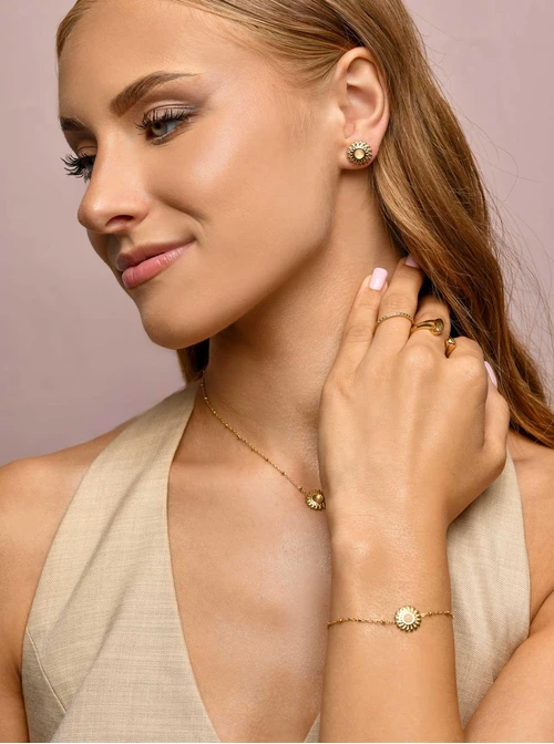 Kolczyki słońce, Kryształ Górski, złoty S206065Z00