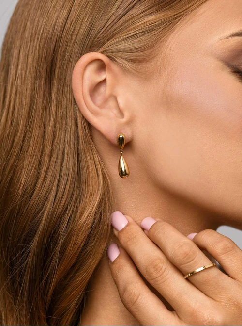 Kolczyki wiszące kropelki, złoty S206585Z00