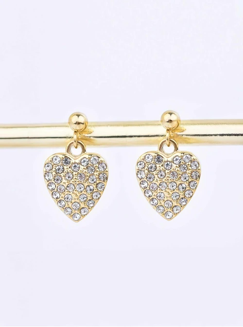 Kolczyki wiszące serduszko z kryształkami, złoty S206136Z00