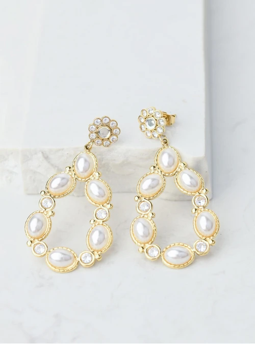 Kolczyki wiszące z perełkami, S206651Z02