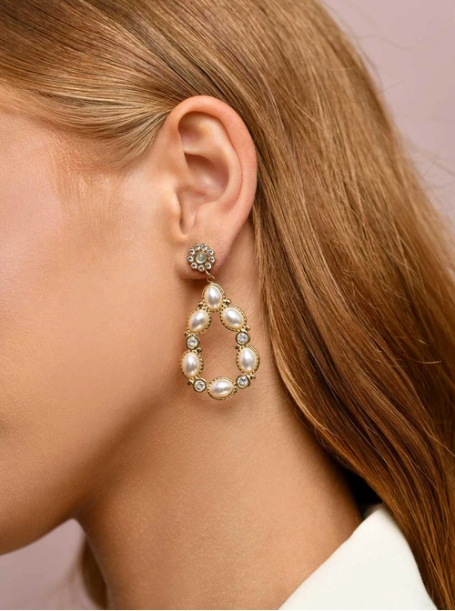 Kolczyki wiszące z perełkami, S206651Z02