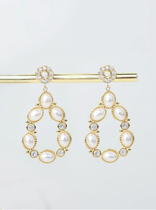 Kolczyki wiszące z perełkami, S206651Z02