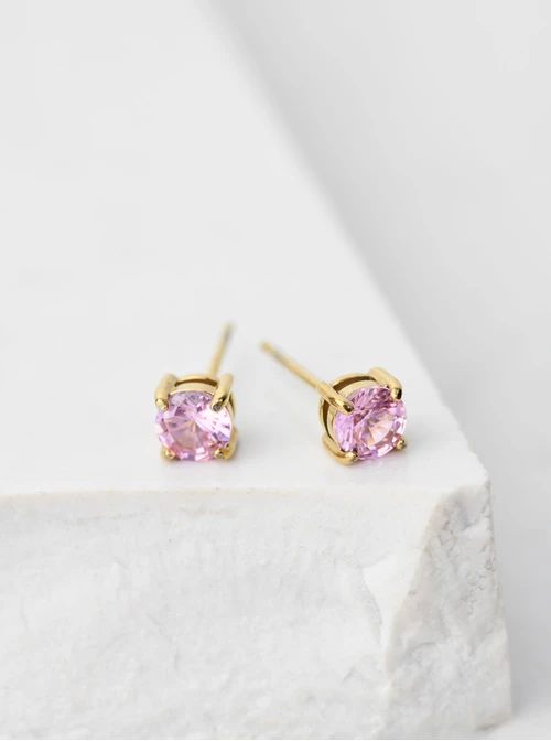 [Zestaw] Kolczyki malutki, różowy kryształek,(0,3cm), złoty S206917Z06