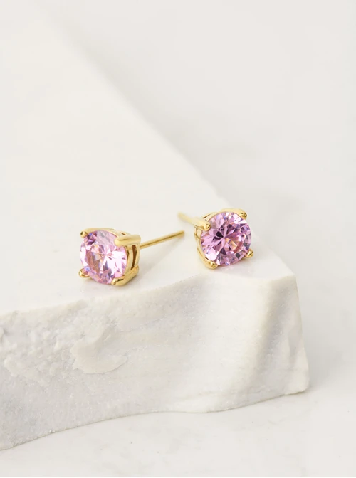 [Zestaw] Kolczyki malutki, różowy kryształek,(0,3cm), złoty S206917Z06