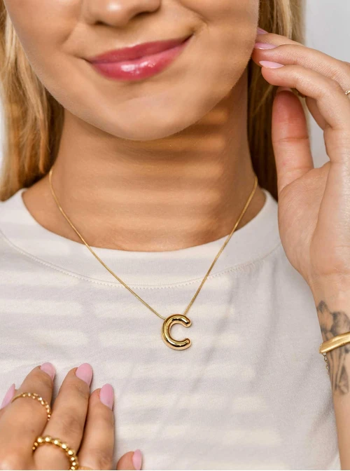 Naszyjnik dmuchana literka C, złoty S306569Z00