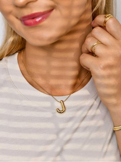 Naszyjnik dmuchana literka J, złoty S306572Z00