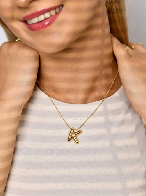 Naszyjnik dmuchana literka K, złoty S306565Z00