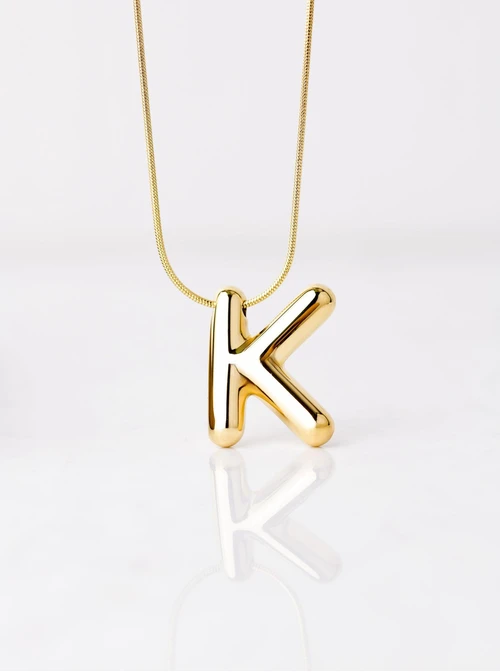 Naszyjnik dmuchana literka K, złoty S306565Z00