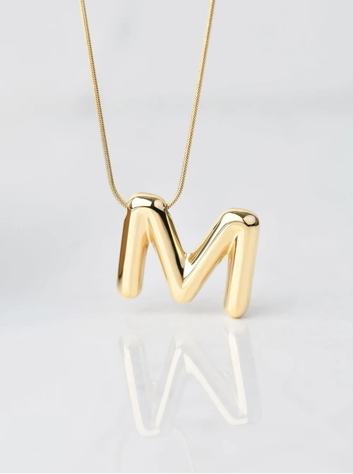 Naszyjnik dmuchana literka M, złoty S306564Z00