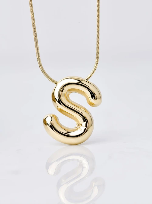 Naszyjnik dmuchana literka S, złoty S306566Z00